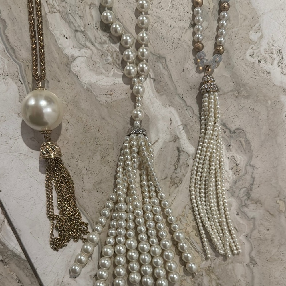 Vintage Pearl Tassel Necklace Bundle